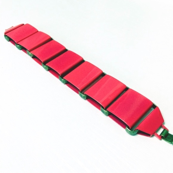 J. Crew Neon Pink Enamel Link Bracelet - Picture 2 of 4